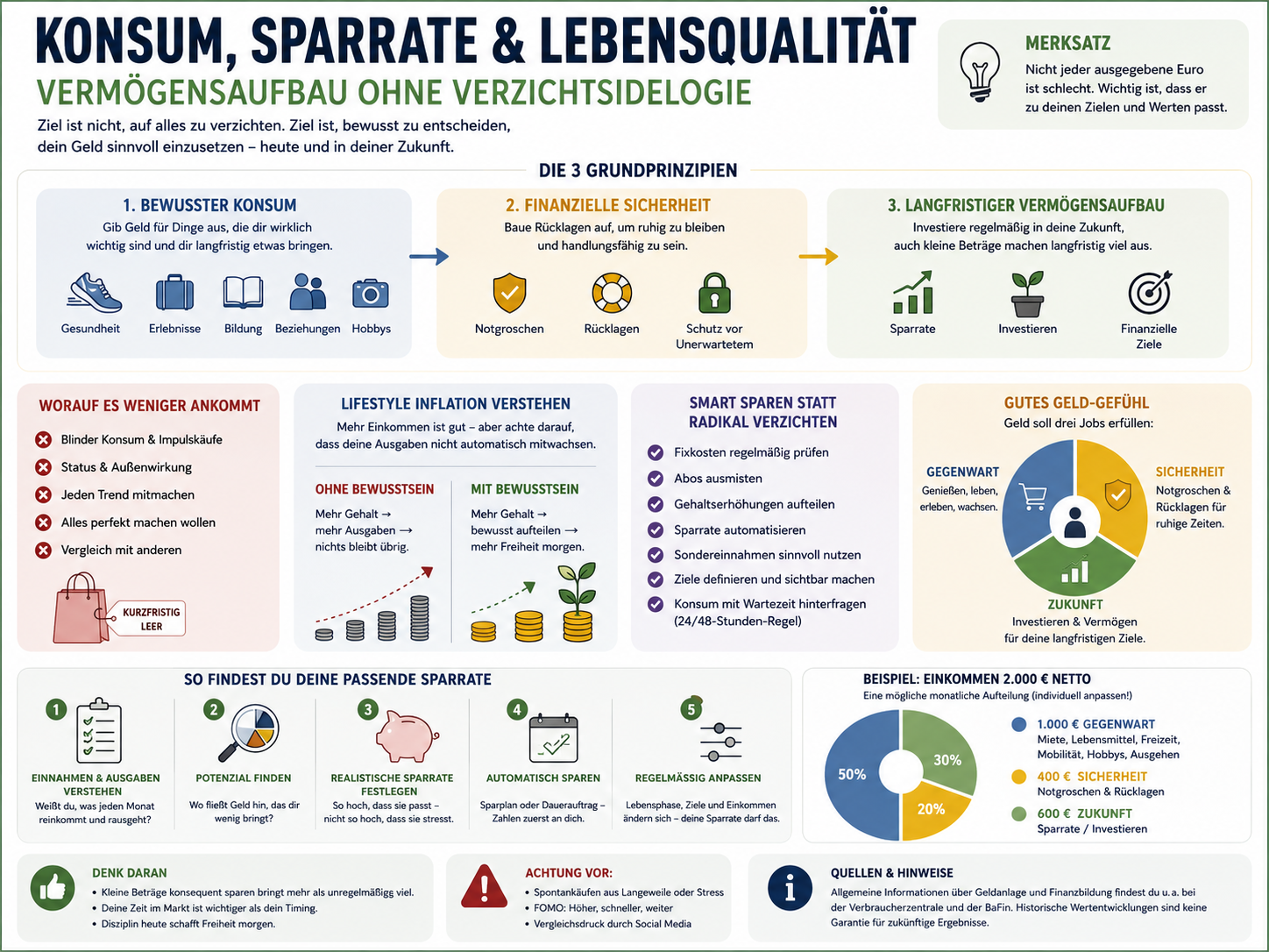 Konsum, Sparrate und Lebensqualität: Vermögensaufbau ohne Verzichtsideologie